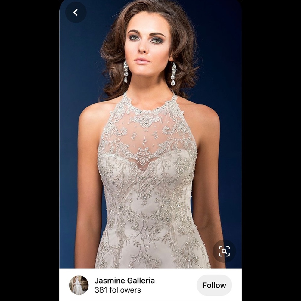Size 8 - Jasmine Couture Bridal Dress - Champagne Color - Halter Neck Line